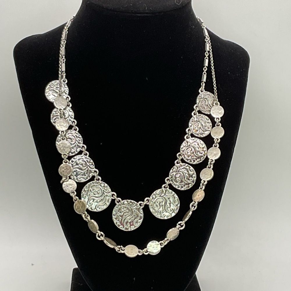 NWT Lucky Brand Reversible Double Strand Silver Toned Necklace